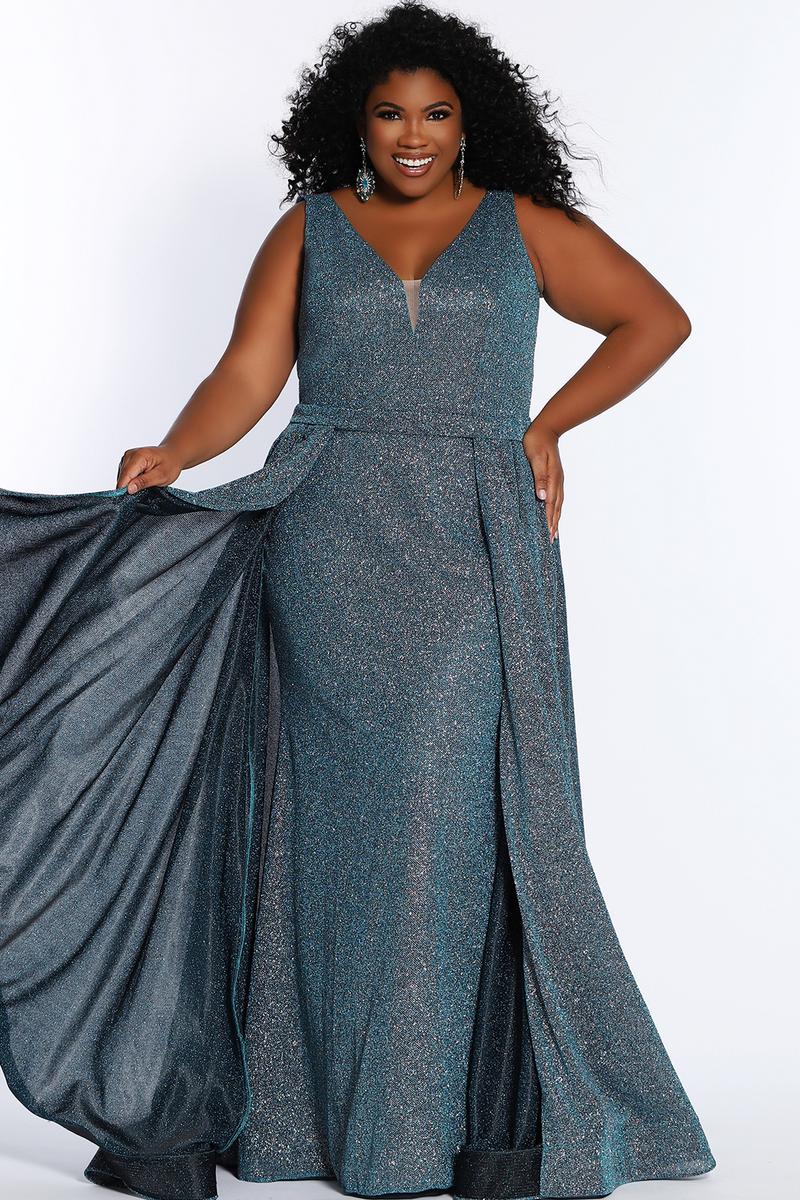 French Novelty: Sydneys Closet SC7313 Shimmer Plus Size Prom Dress