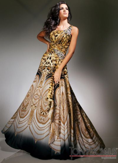 Tony Bowls Leopard Print Prom Dress