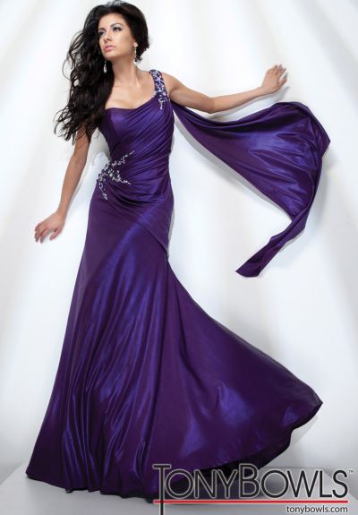 Tony Bowls Purple One Shoulder Dress