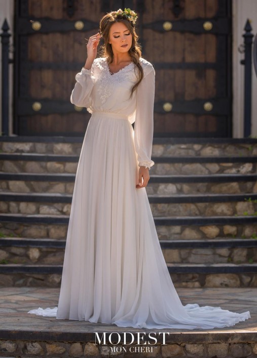 modest chiffon wedding dress