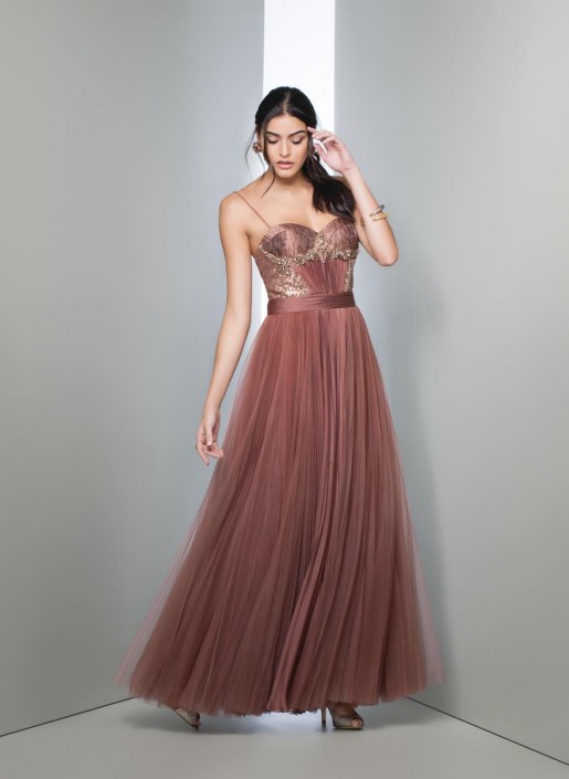 Mignon VM1158 Pleated Draped Evening Dress